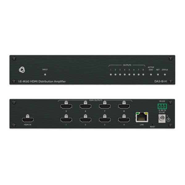 KRAMER DA3-18-H - 1:8 HDMI-Verteilverstärker (4K@60Hz | HDMI 2.0b | HDR10 | HDCP 2.2)
