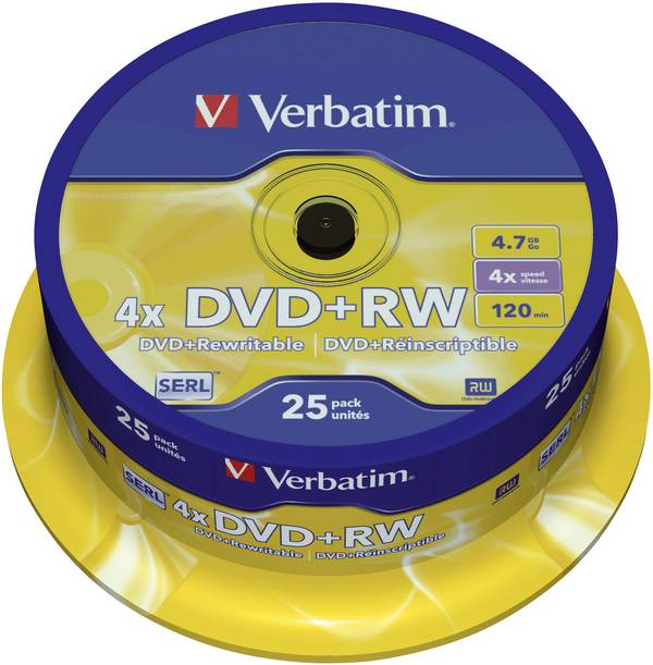 Verbatim 43489 DVD+RW Rohling 4.7 GB 25 St. Spindel Wiederbeschreibbar