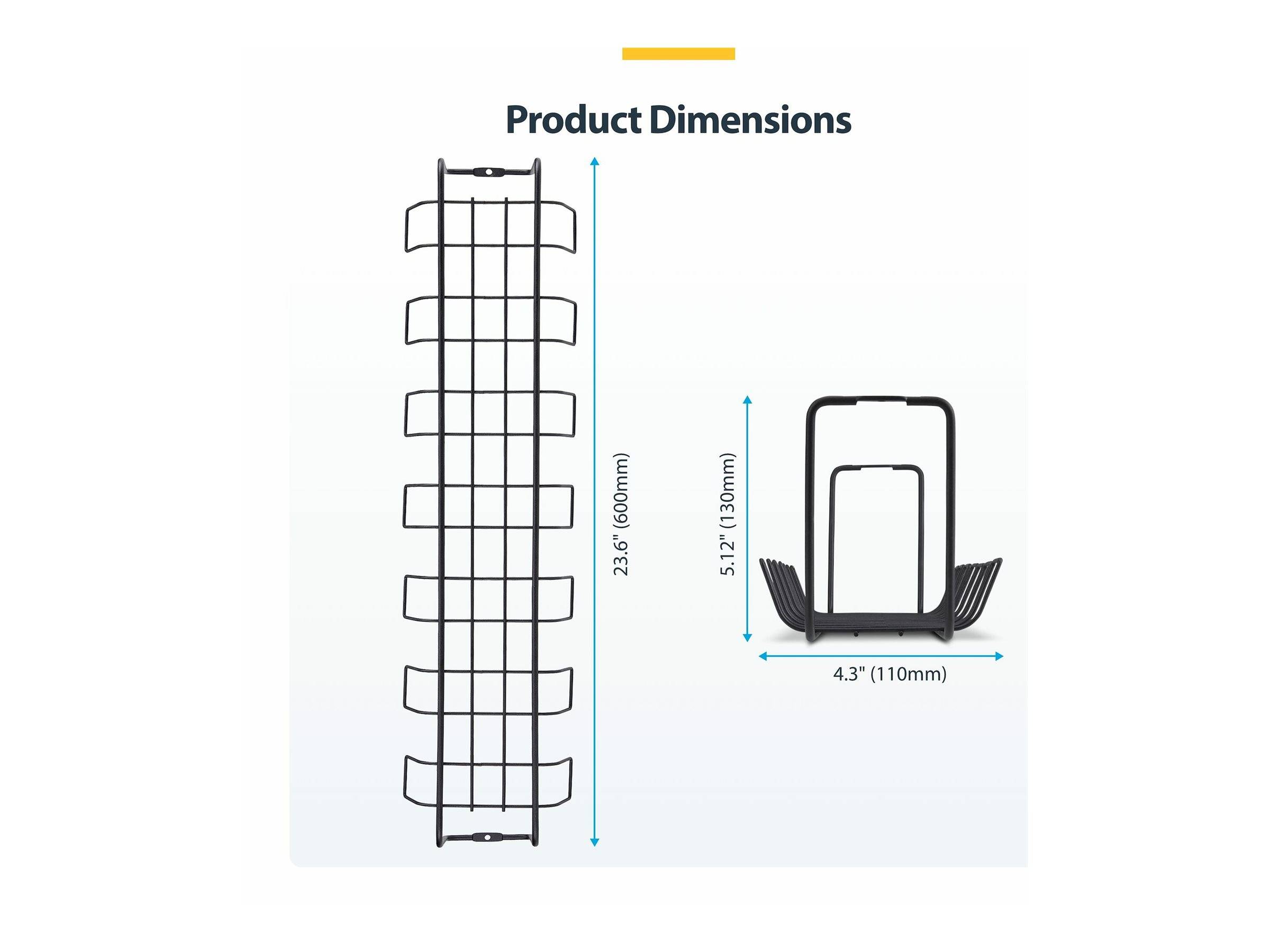 StarTech.com Kabelmanagementfach basket style power bar holder unter Tisch montierbar Schwarz 61,5 cm TAA-konform-4