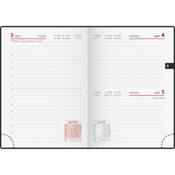 Taschenkalender Technik III 10x14cm 1 Tag/Seite Leder schwarz 2027-1