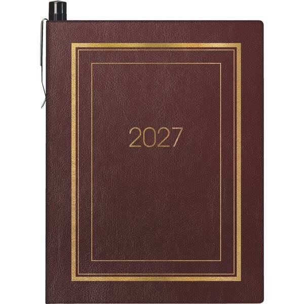 Taschenkalender 713 7,2x10,2cm 1 Woche/2 Seiten Kunststoff bordeaux 2027-0
