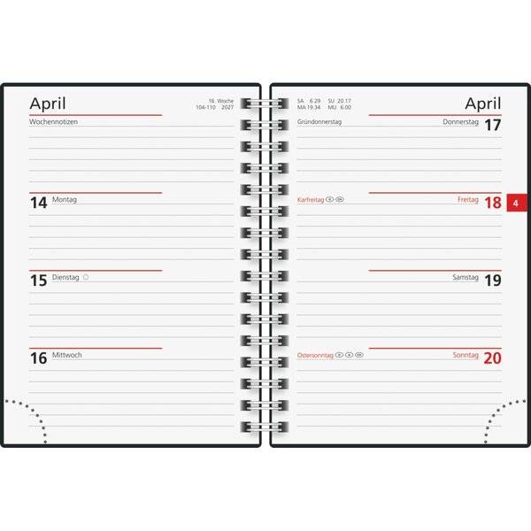Taschenkalender Perfect/Technik I 10x14cm 1 Woche/2 Seiten Kunstleder grau 2027-1