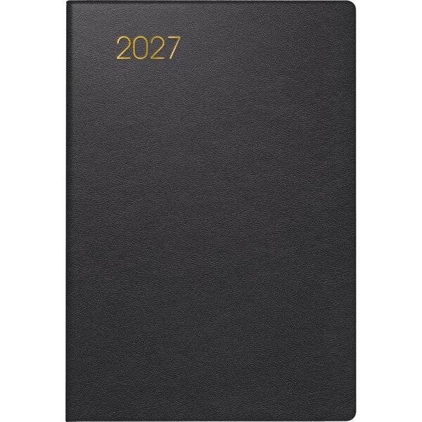Taschenkalender 723 7,6x11,2cm 1 Woche/2 Seiten Leder schwarz 2027-0