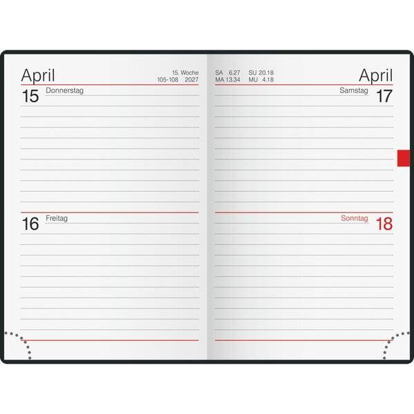 Taschenkalender Industrie II 7,5x11,2cm 2 Tage/Seite Kunststoff bordeaux 2027-1