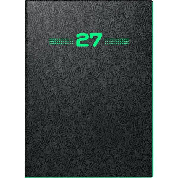 Taschenkalender 736 10x14cm 1 Tag/Seite PU-Einband flexibel Neon schwarz 2027-0