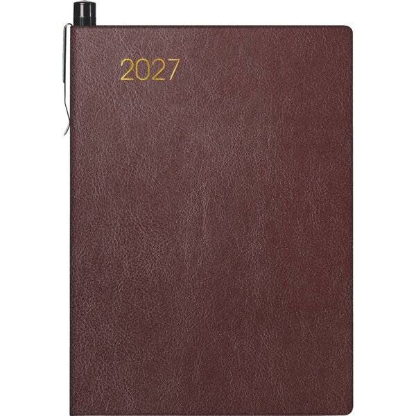 Taschenkalender 723 7,6x11,2cm 1 Woche/2 Seiten Kunstleder bordeaux 2027-0
