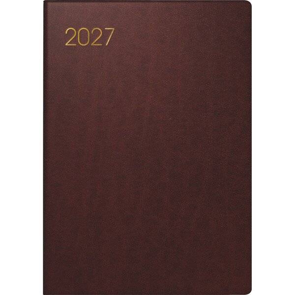 Taschenkalender 713 7,2x10,2cm 1 Woche/2 Seiten Leder bordeaux 2027-0