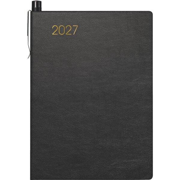 Taschenkalender 723 7,6x11,2cm 1 Woche/2 Seiten Kunststoff schwarz 2027