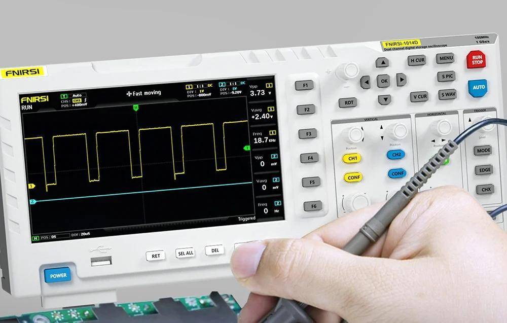 FNIRSI 1014D 2-in-1 Oszilloskop mit Signalgenerator, 7\" Display, 2 Kanäle, 100MHz, USB-2