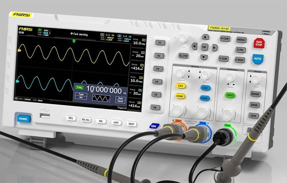 FNIRSI 1014D 2-in-1 Oszilloskop mit Signalgenerator, 7\" Display, 2 Kanäle, 100MHz, USB-3