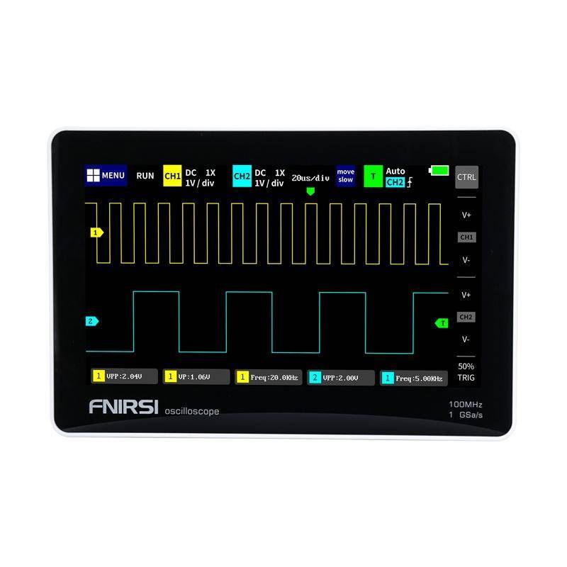 FNIRSI 1013D Portables Tablet Oszilloskop, 7\" Display, 2 Kanäle, 100MHz, 6000mAh Akku, USB-2