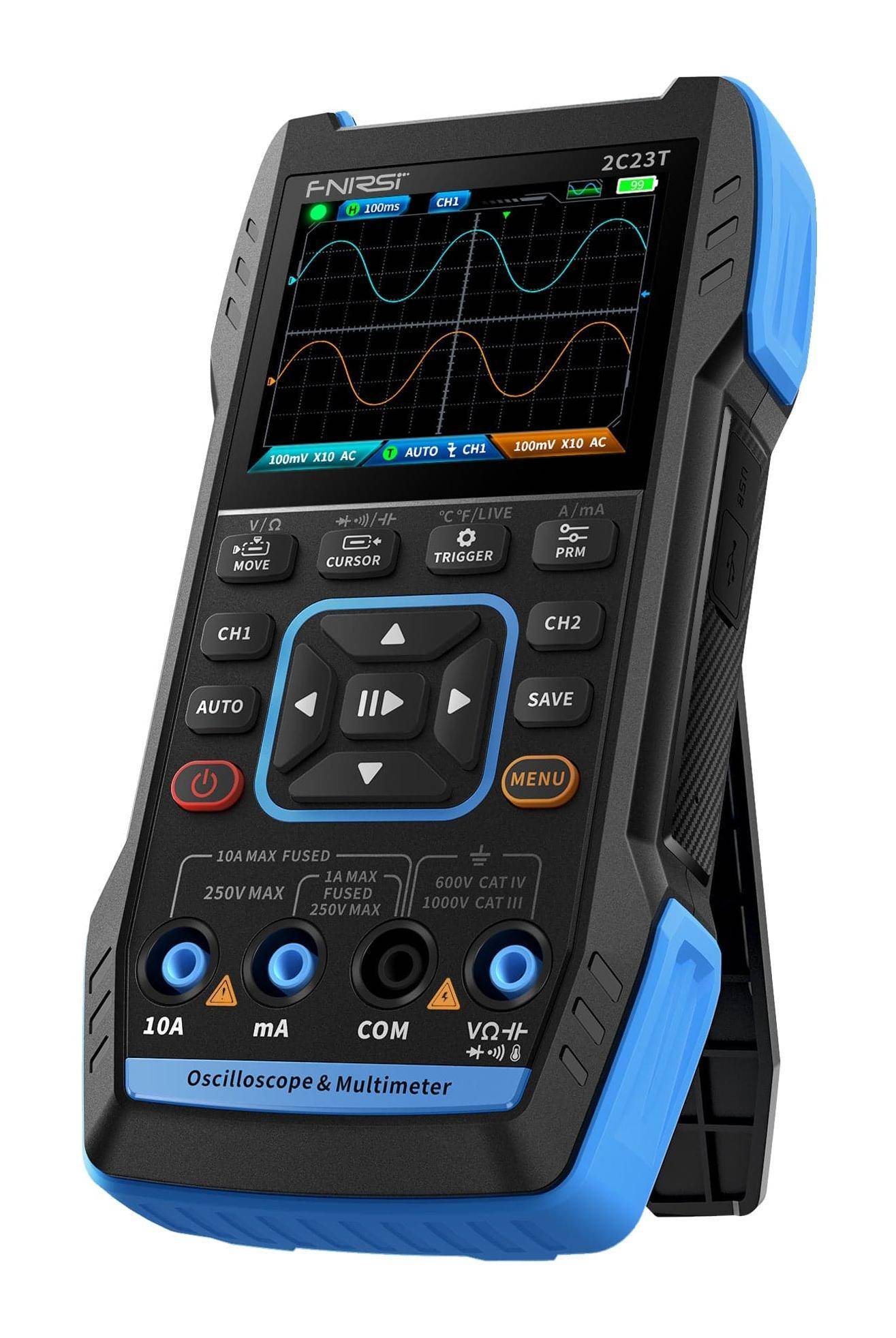 FNIRSI 2C23T 3-in-1 Portables Oszilloskop mit Multimeter und Signalgenerator, 2,8\" Display, 10 MHz-0