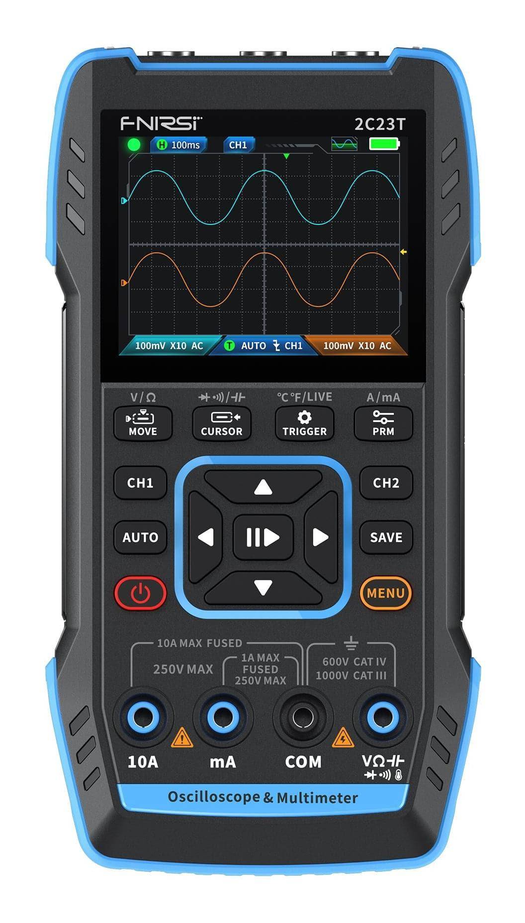 FNIRSI 2C23T 3-in-1 Portables Oszilloskop mit Multimeter und Signalgenerator, 2,8\" Display, 10 MHz-1
