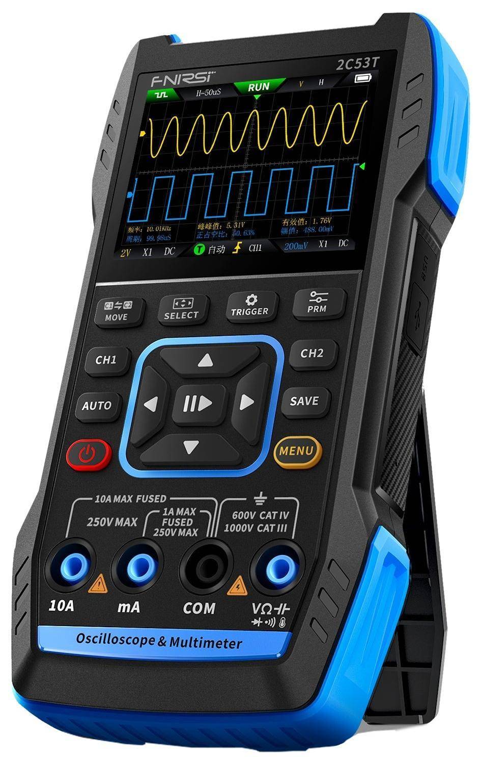 FNIRSI 2C53T 3-in-1 Portables Oszilloskop mit Multimeter und Signalgenerator, 2,8\" Display, 50 MHz-0