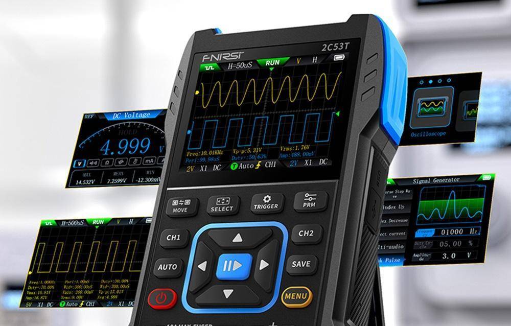 FNIRSI 2C53T 3-in-1 Portables Oszilloskop mit Multimeter und Signalgenerator, 2,8\" Display, 50 MHz-2