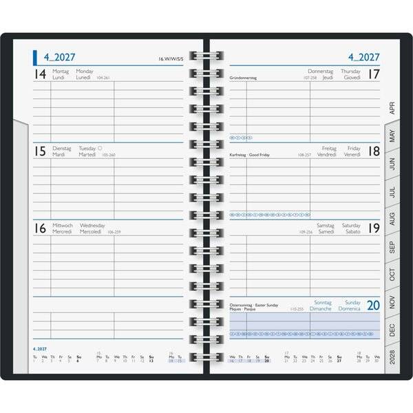 Taschenkalender 756 1 Woche/2 Seiten 8,7x15,3cm Kunstleder blau 2027-1
