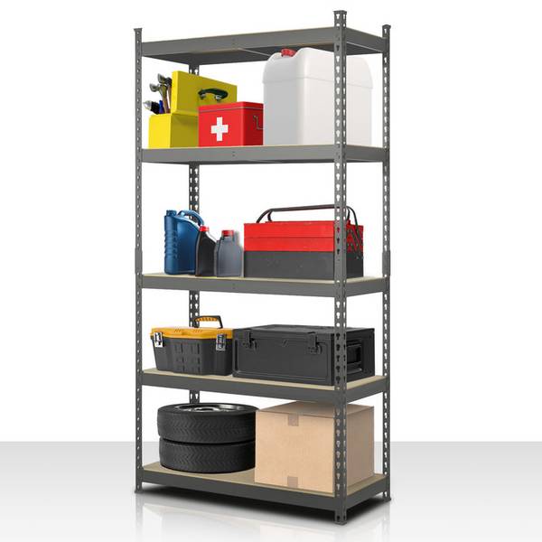 FLOORDIREKT Schwerlastregal Rhino - Lagerregal mit 5 Fachböden - 1050kg Traglast - Anthrazit-Grau - 180 x 90 x 45 cm