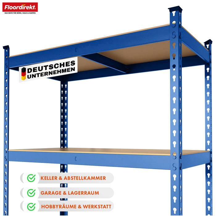 FLOORDIREKT Schwerlastregal Rhino - Lagerregal mit 5 Fachböden - 1050 kg Traglast - Blau - 180 x 90 x 60 cm-4