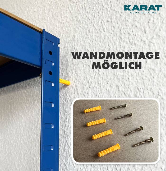 KARAT Schwerlastregal Lakota - Traglast bis 875 kg - 2er-Set - Blau- 180 x 90 x 40 cm-2