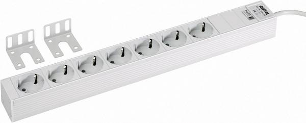 Rittal DK 7240.210 19 Zoll  Netzwerkschrank-Steckdosenleiste  1 HE Schutzkontaktsteckdose einsetzbarer Winkel an vier Positionen montierbar  Grau