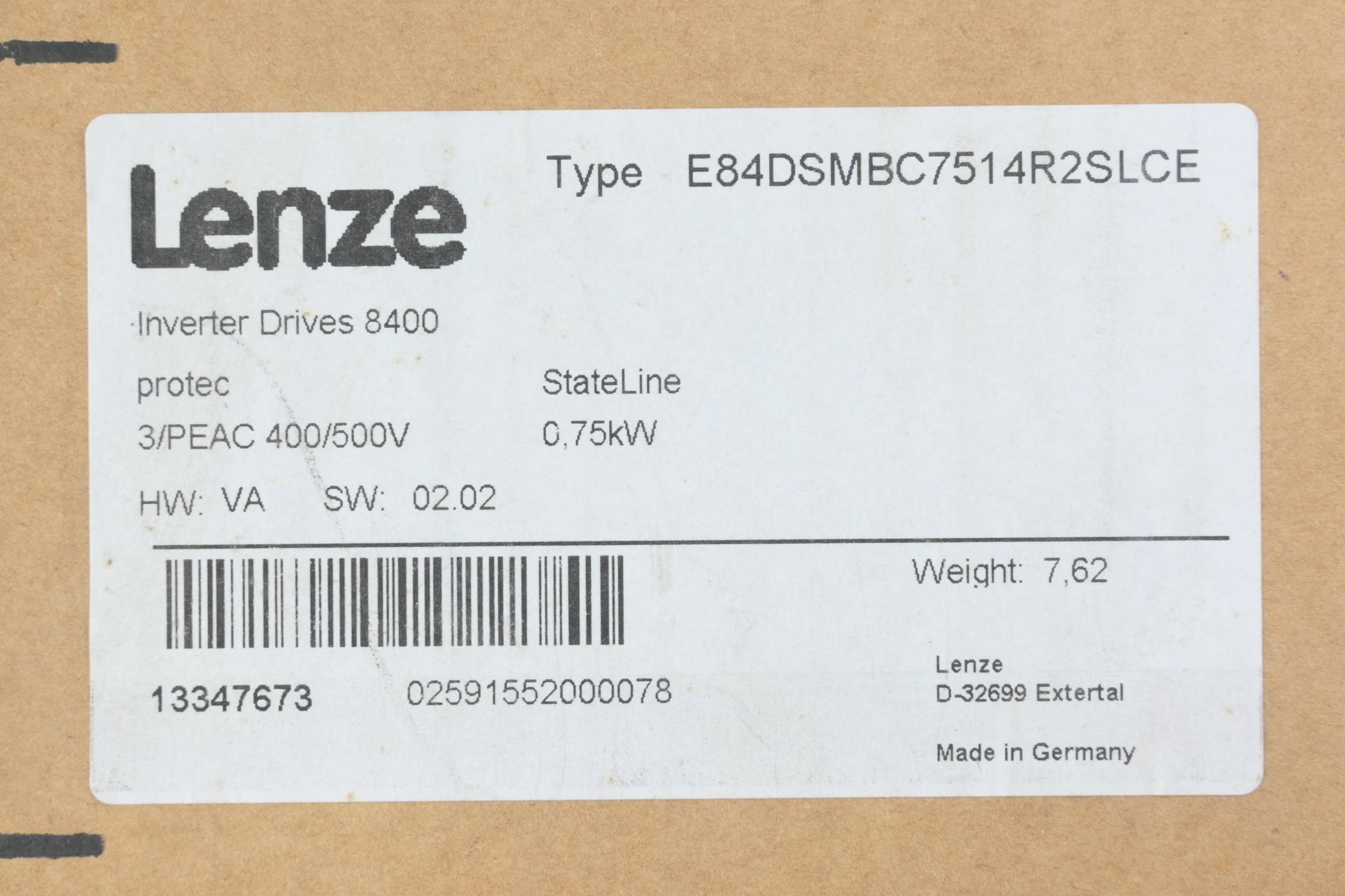 Lenze Inverter Drives 8400 E84DSMBC7514R2SLCE-1