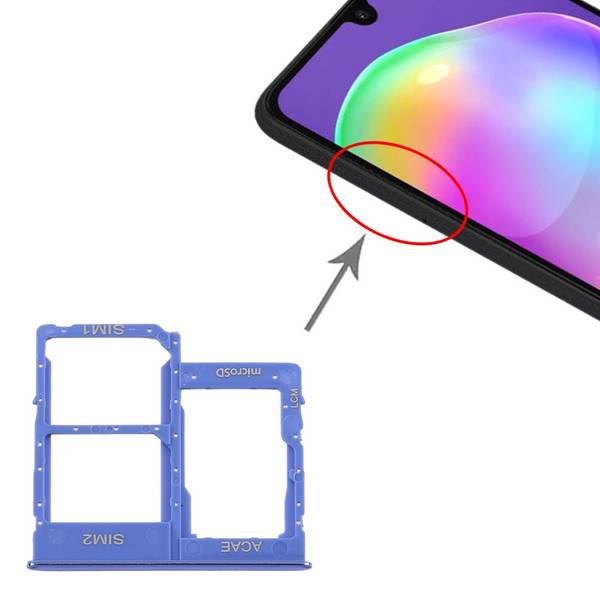 Dual Sim Karten Halter für Samsung Galaxy A31 Blau Card Tray Micro SD Ersatzteil
