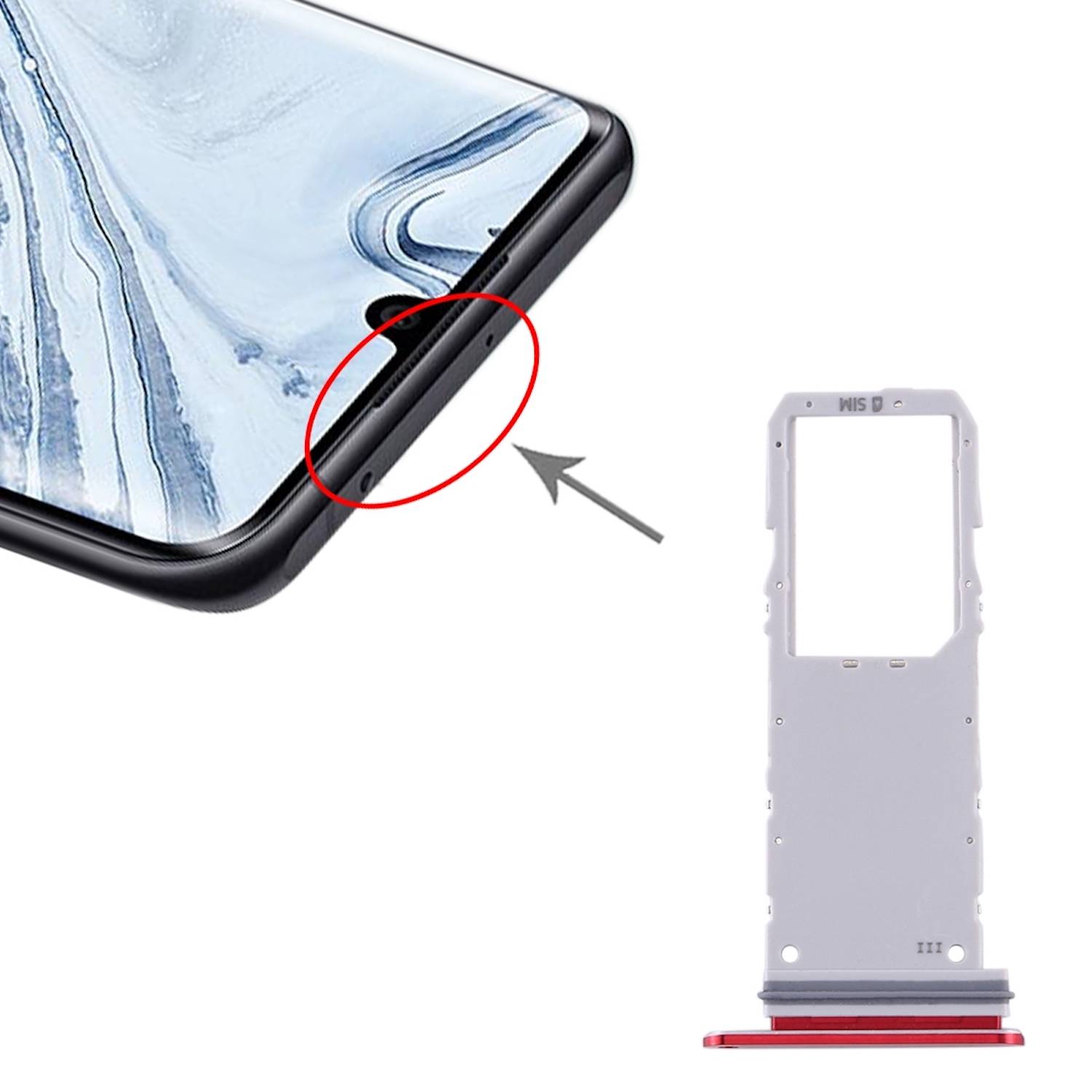 Sim Karten Halter für Samsung Galaxy Note 10 Rot Card Tray Ersatzteil Neuware-3