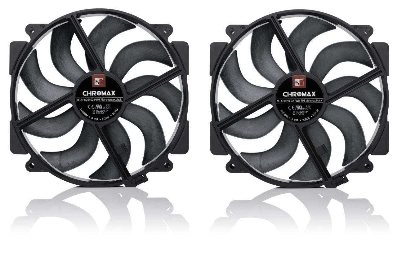 Noctua NF-A14x25r G2 PWM Sx2-PP chromax.black Gehäuseluefter 140 mm Gehäuse-Lüfter 12 V-4
