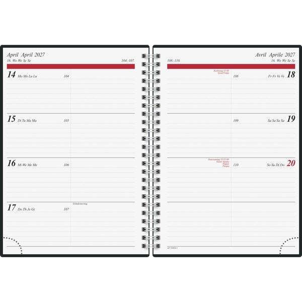Buchkalender Modell Timing 1 14,8x21cm 1 Woche/2 Seiten PP-Einband Confetti 2027-1