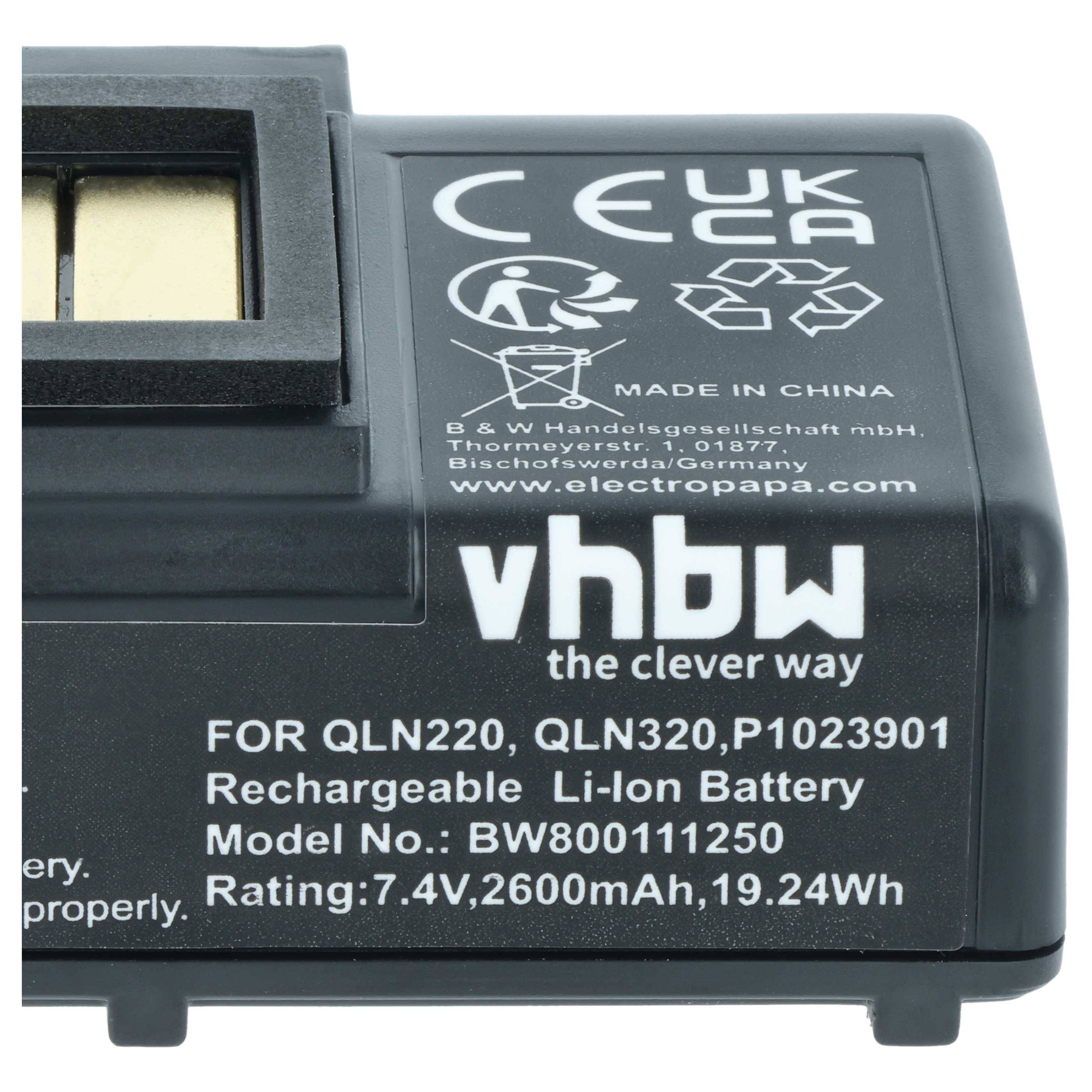 vhbw 5x Akku kompatibel mit Zebra ZQ610 | ZQ521, ZQ520, ZQ521 RFID Drucker Kopierer Scanner Etiketten-Drucker (2600 mAh-3