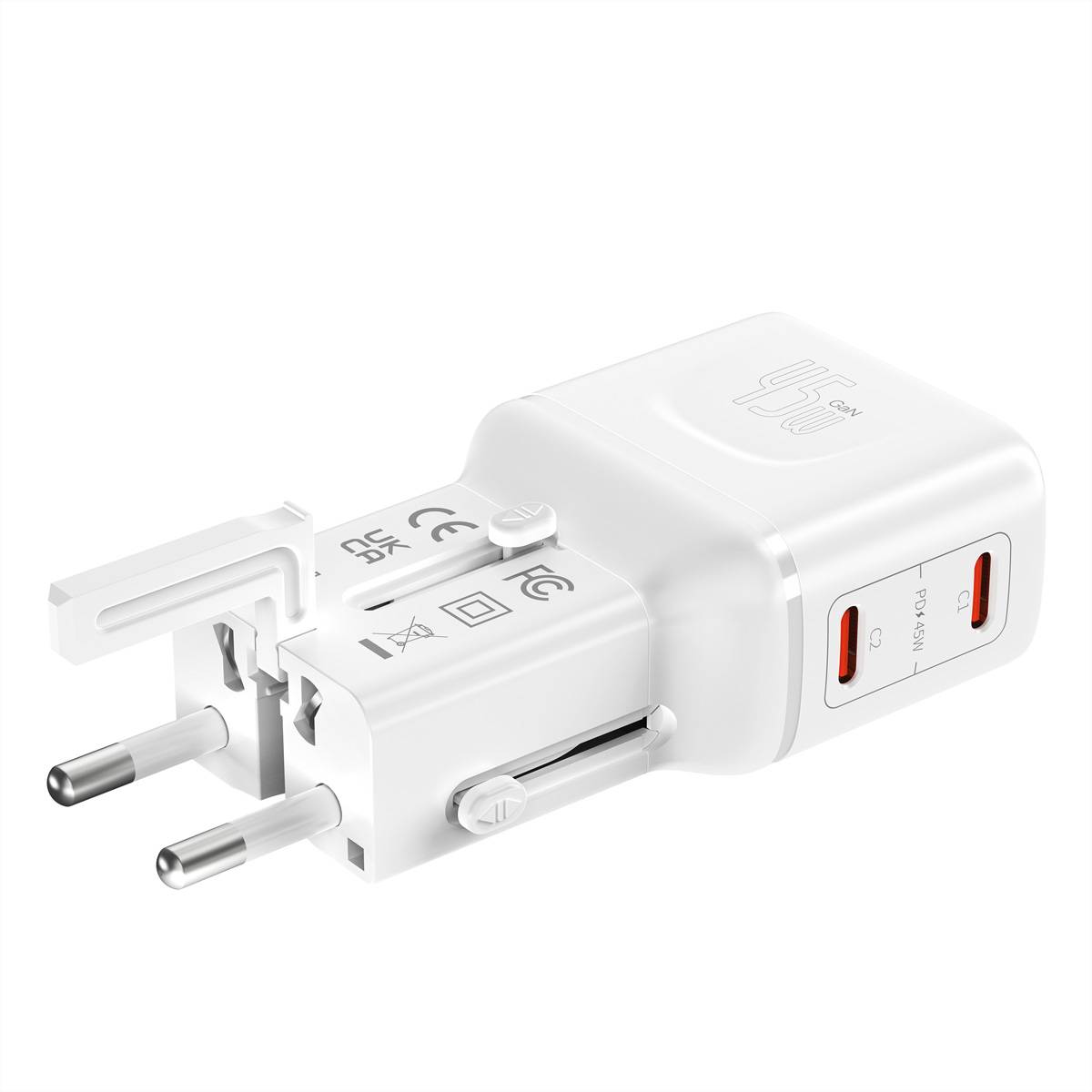 VALUE USB Reise-Charger mit Euro-Flach-/UK-/US-Stecker , 2x USB-C-Anschlüsse, 45 W-2