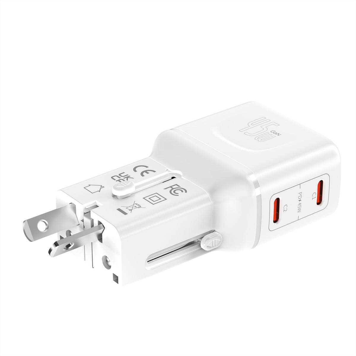 VALUE USB Reise-Charger mit Euro-Flach-/UK-/US-Stecker , 2x USB-C-Anschlüsse, 45 W-3
