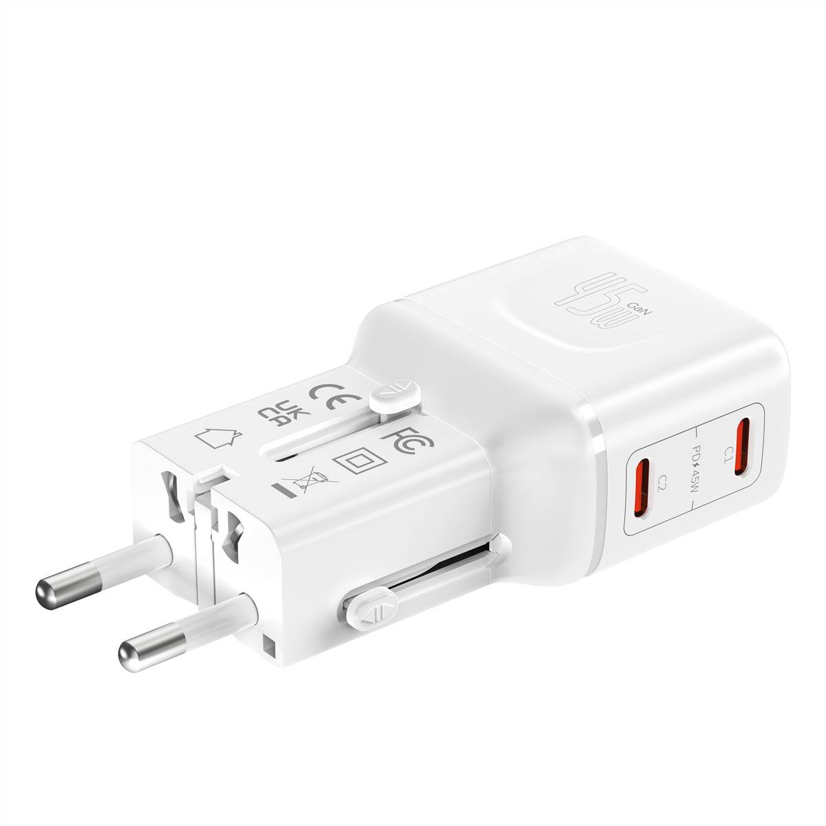VALUE USB Reise-Charger mit Euro-Flach-/UK-/US-Stecker , 2x USB-C-Anschlüsse, 45 W-4