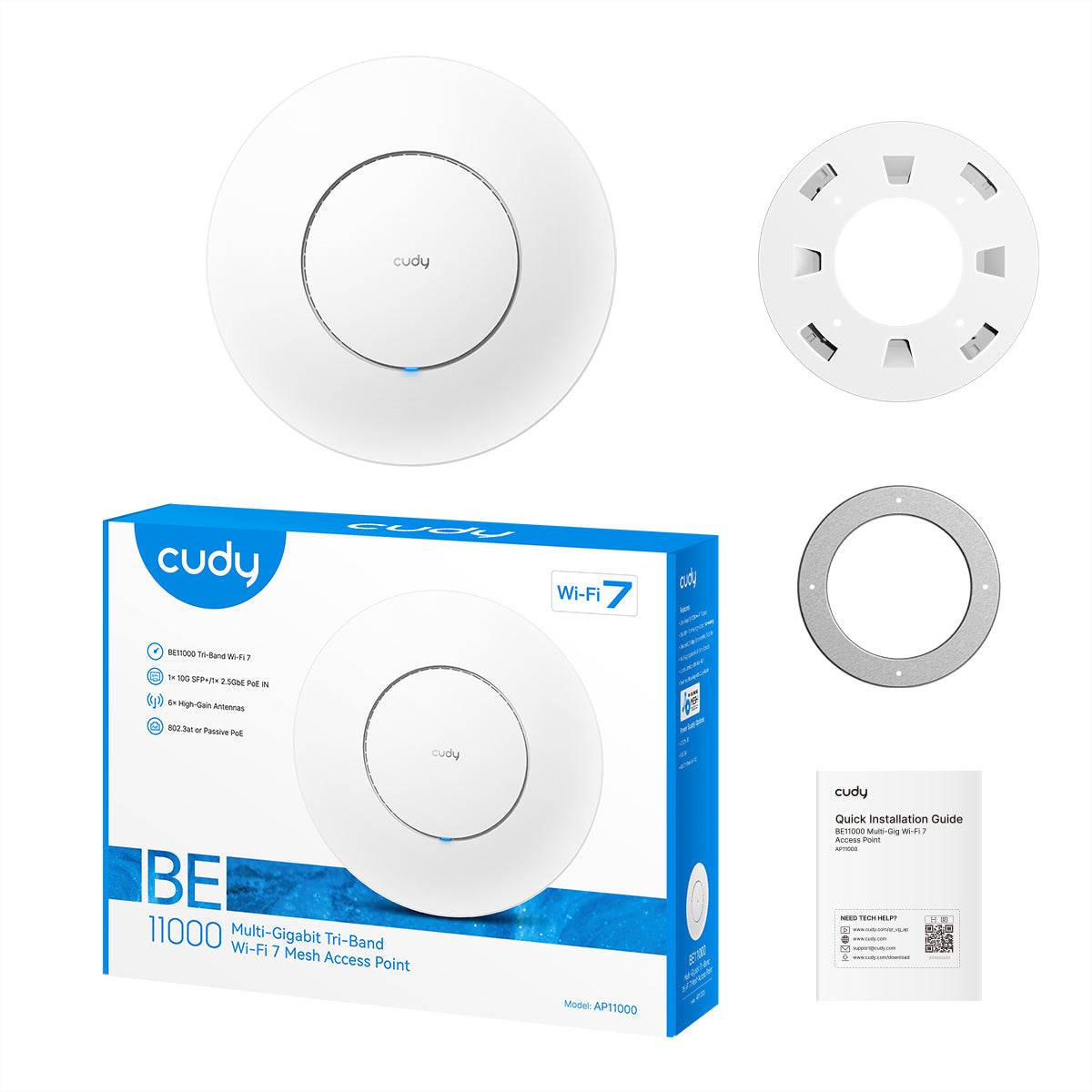 CUDY AP11000 BE11000 Wi-Fi7 Access Point Tri-Band 2.5G mit 10G SFP+-1