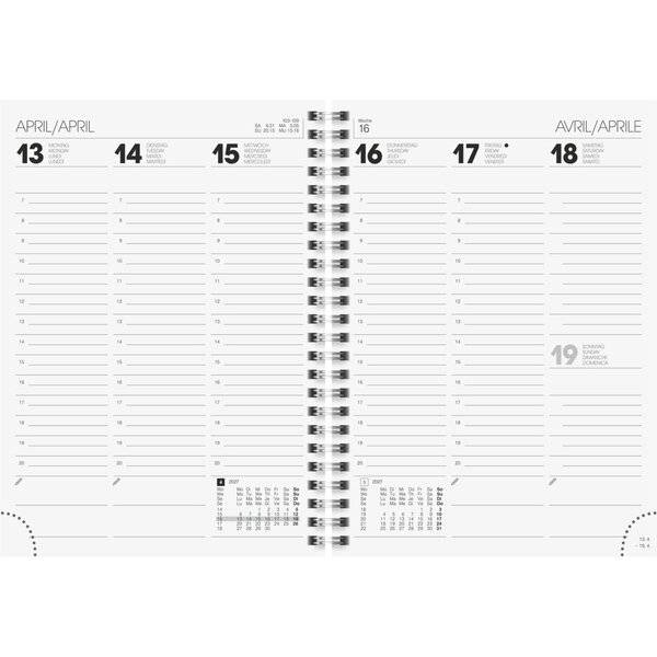 Buchkalender 796 A5 1 Woche/2 Seiten Karton-Einband schwarz 2027-1