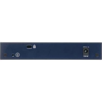 Ein blaues elektronisches Gerät mit einem Schlüsselloch, Stromanschluss und Symbolen auf der Vorderseite zur Steuerung oder Verbindung.