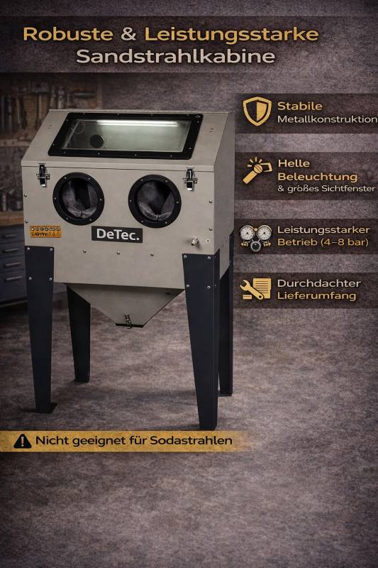 Profi Sandstrahlkabine 220L – Inkl. Strahlpistole, Beleuchtung & Zubehör – 8 Bar Stationär Fronttüre-3