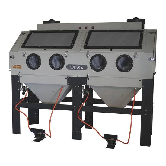 Profi Doppel-Sandstrahlkabine 880L 200cm Arbeitsbreite Inkl. Absaugung & Fußpedal Industriequalität große Werkstücke-0