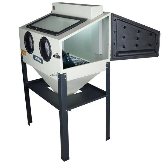 Profi Sandstrahlkabine 220L Sandstrahlgerät mit Seitentür & Zubehör 8 bar Werkstatt-Sandstrahler inkl. Pistole & Düsen-1