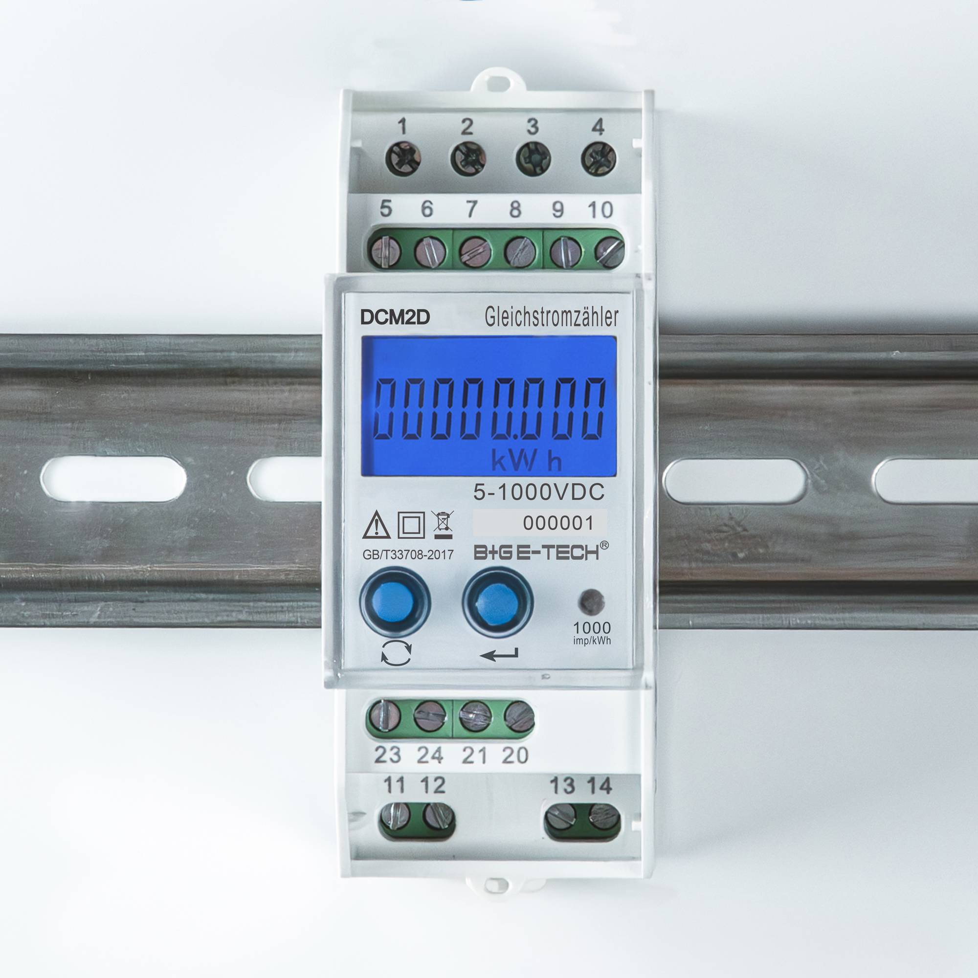 B+G E-Tech DCM2D-003 digitaler Gleichstromzähler ext. Shunts 5-1000V/DC 2000A-0