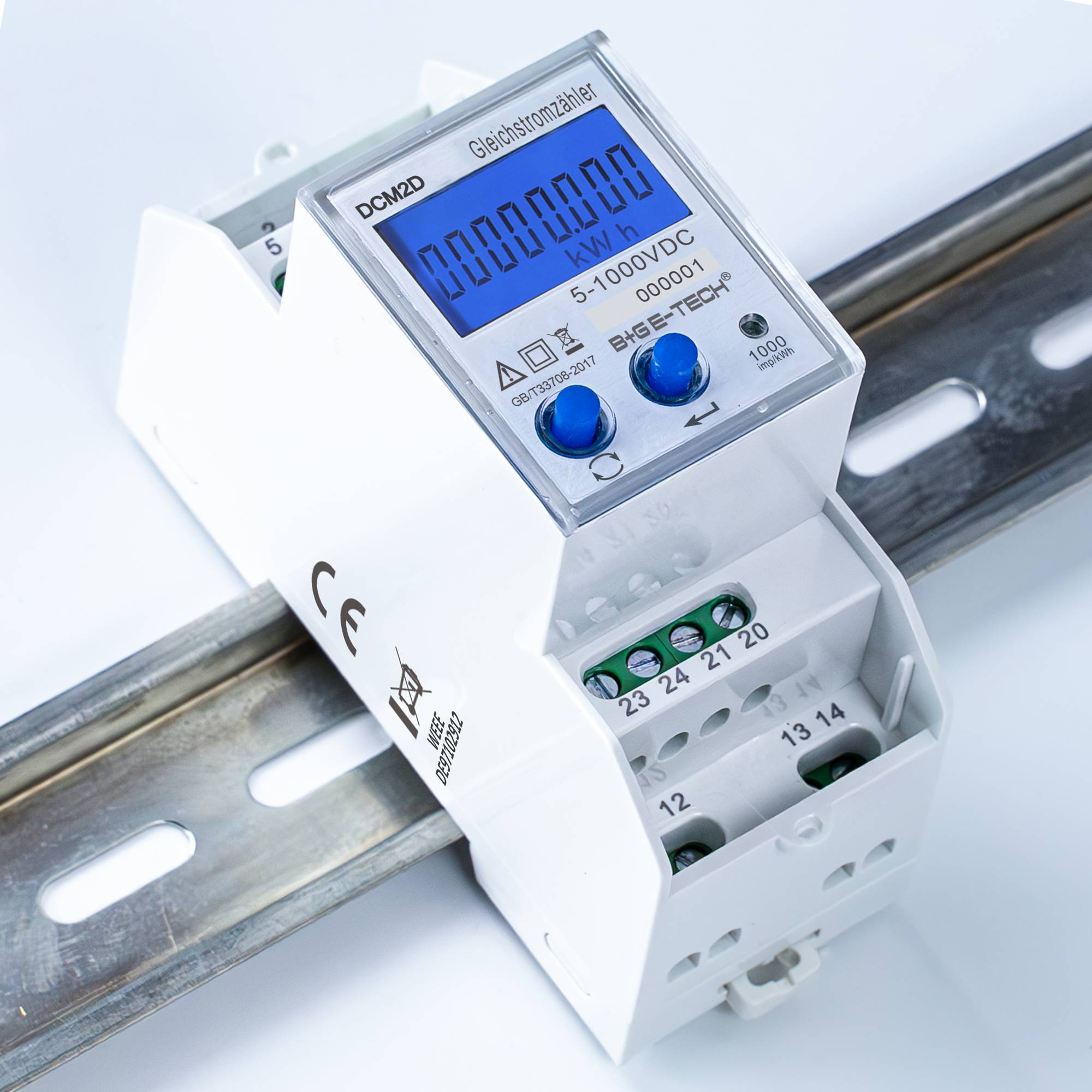 B+G E-Tech DCM2D-003 digitaler Gleichstromzähler ext. Shunts 5-1000V/DC 2000A-1