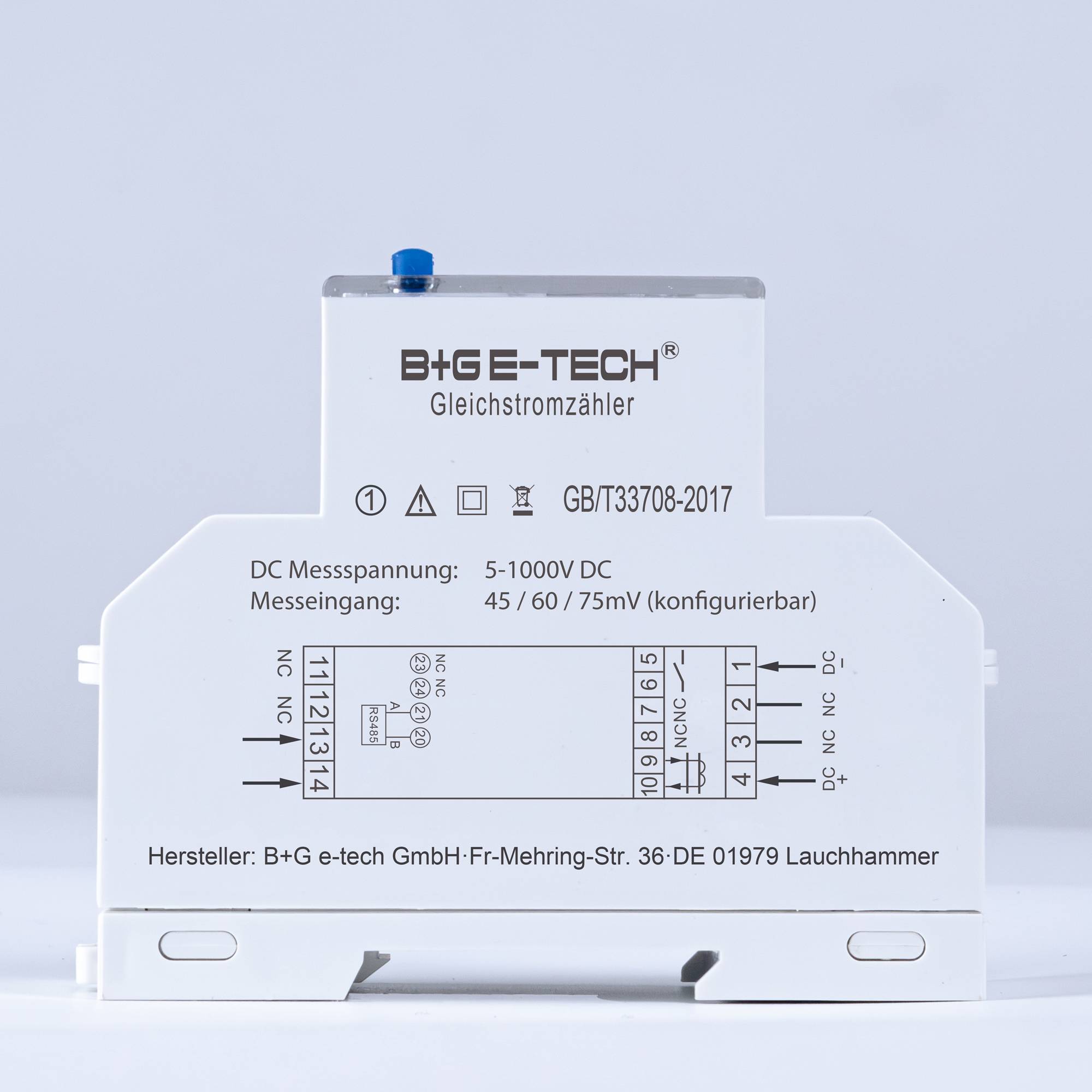 B+G E-Tech DCM2D-003 digitaler Gleichstromzähler ext. Shunts 5-1000V/DC 2000A-2