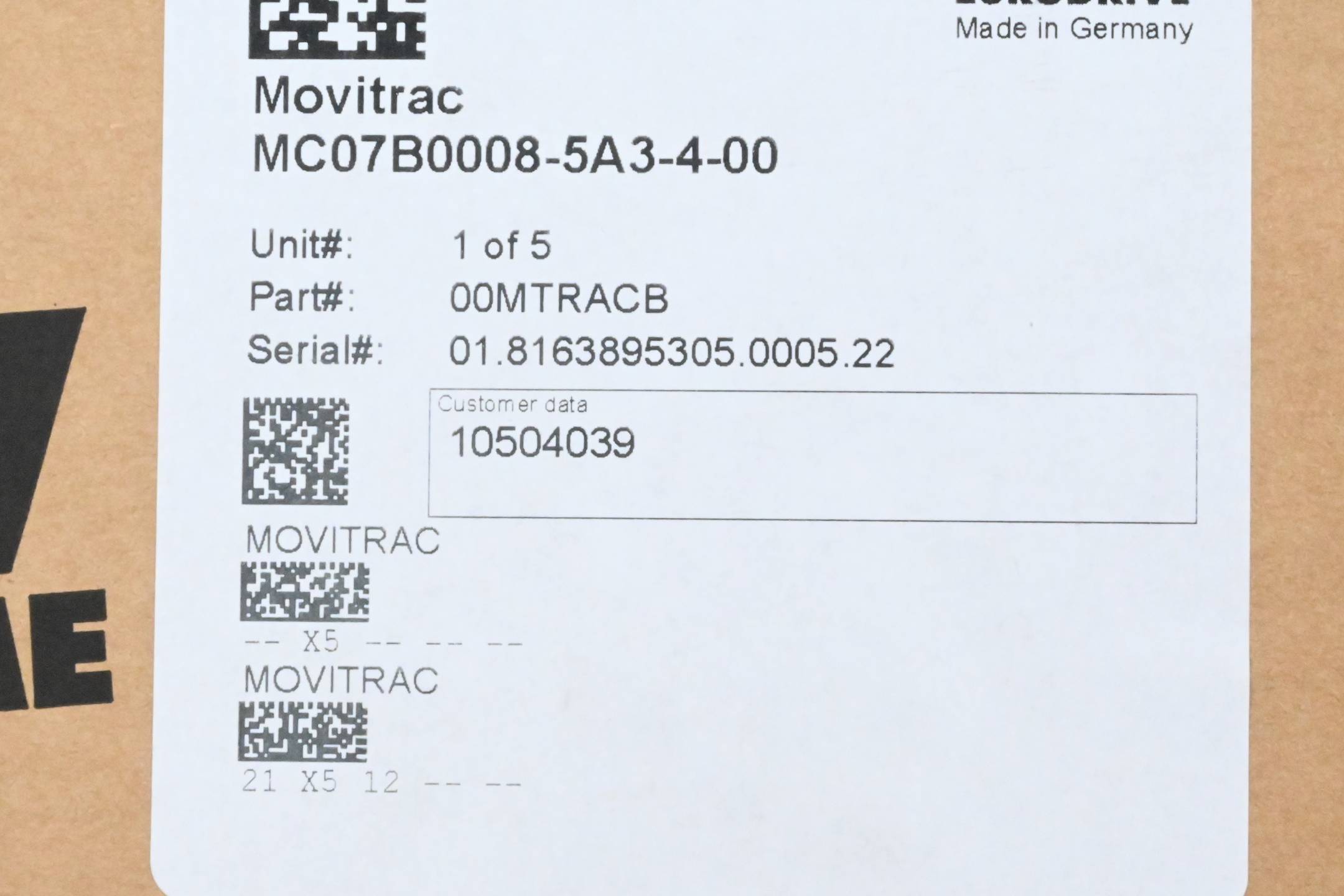 SEW-Eurodrive Movitrac MC07B0008-5A3-4-00-1
