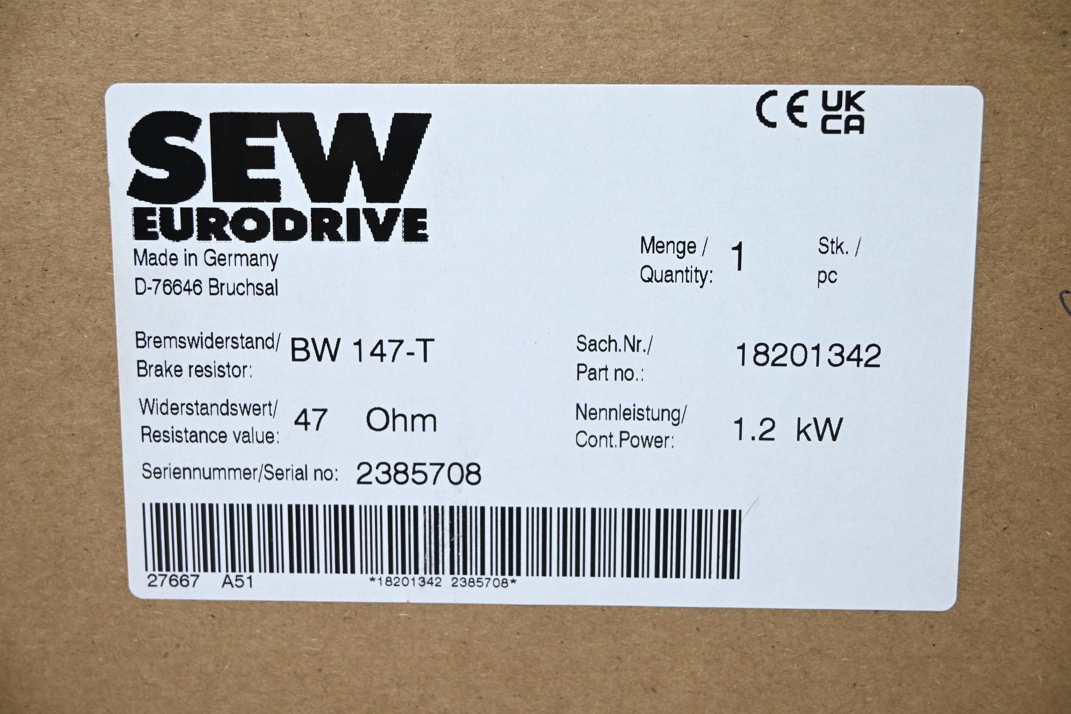 SEW-Eurodrive Bremswiderstand BW 147-T ( 18201342 )-1