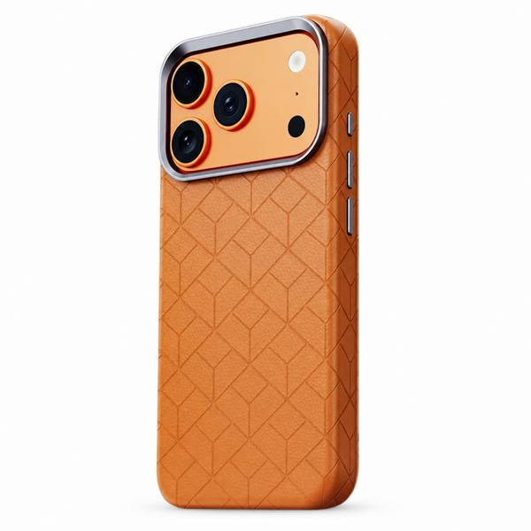 Handyhülle Backcover für Apple iPhone 17 Pro Max Geprägtes Gittermuster Braun