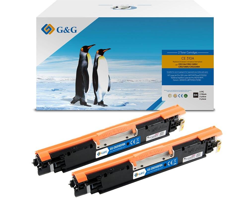 G&G | Ninestar Toner erstzen HP 126A/CE310AD Canon 729BK 2 Stück - Kompatibel - Tonereinheit-0