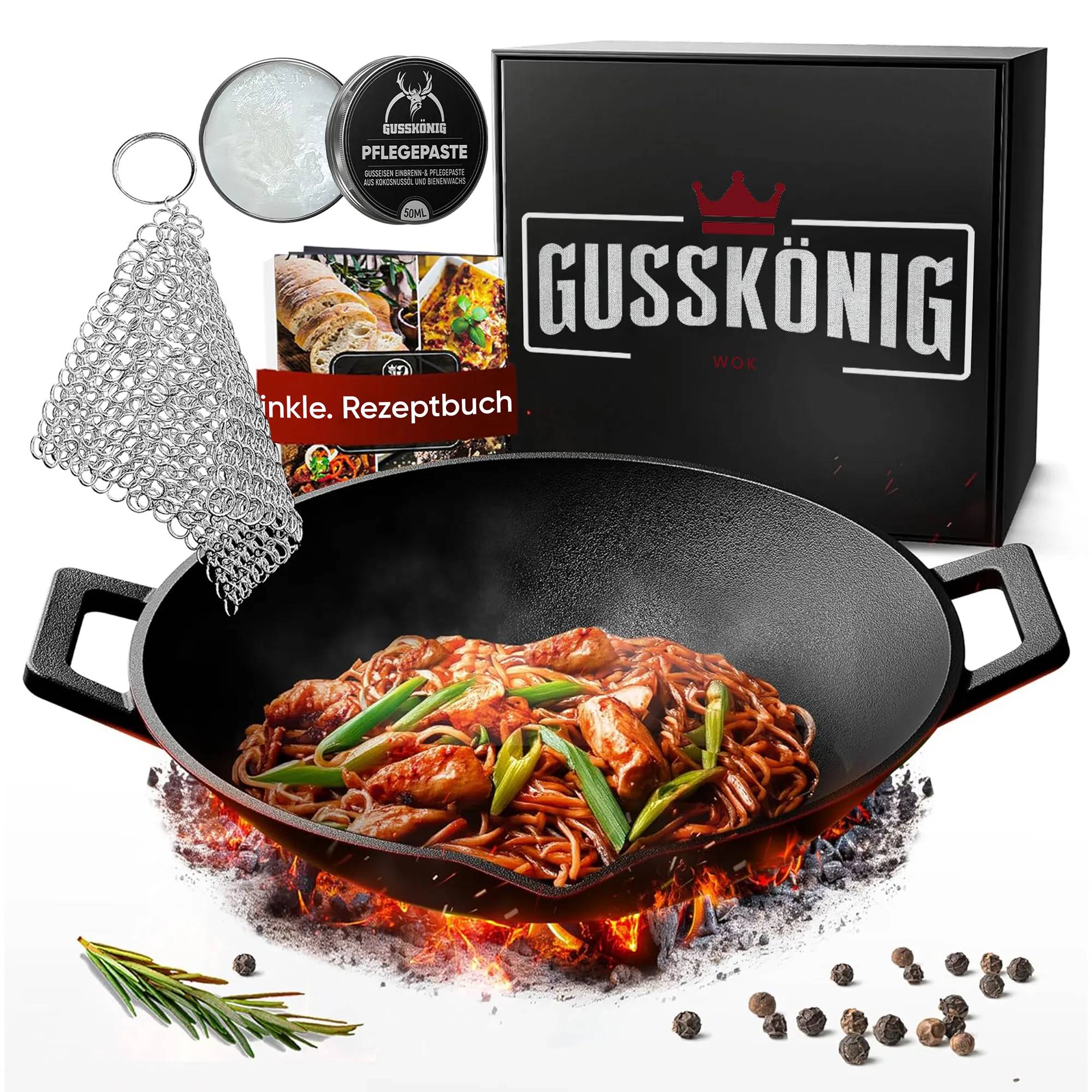 Gusskönig Eingebrannte Wokpfanne 36 cm-0