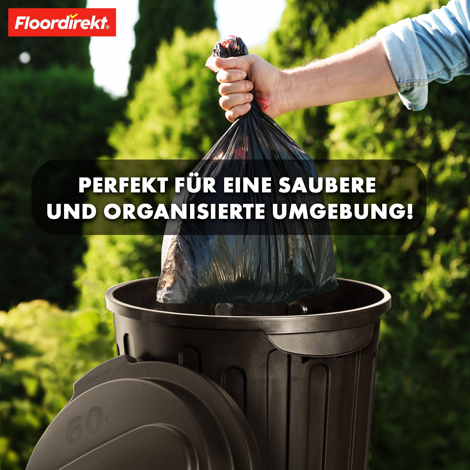 Floordirekt Mülleimer Robin - 60L Abfalleimer - mit Deckel - Geruchsdicht, Hygienisch & Leicht zu Reinigen-6