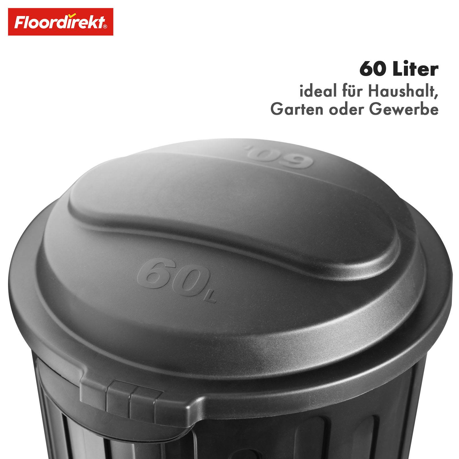 Floordirekt Mülleimer Robin - 60L Abfalleimer - mit Deckel - Geruchsdicht, Hygienisch & Leicht zu Reinigen-3