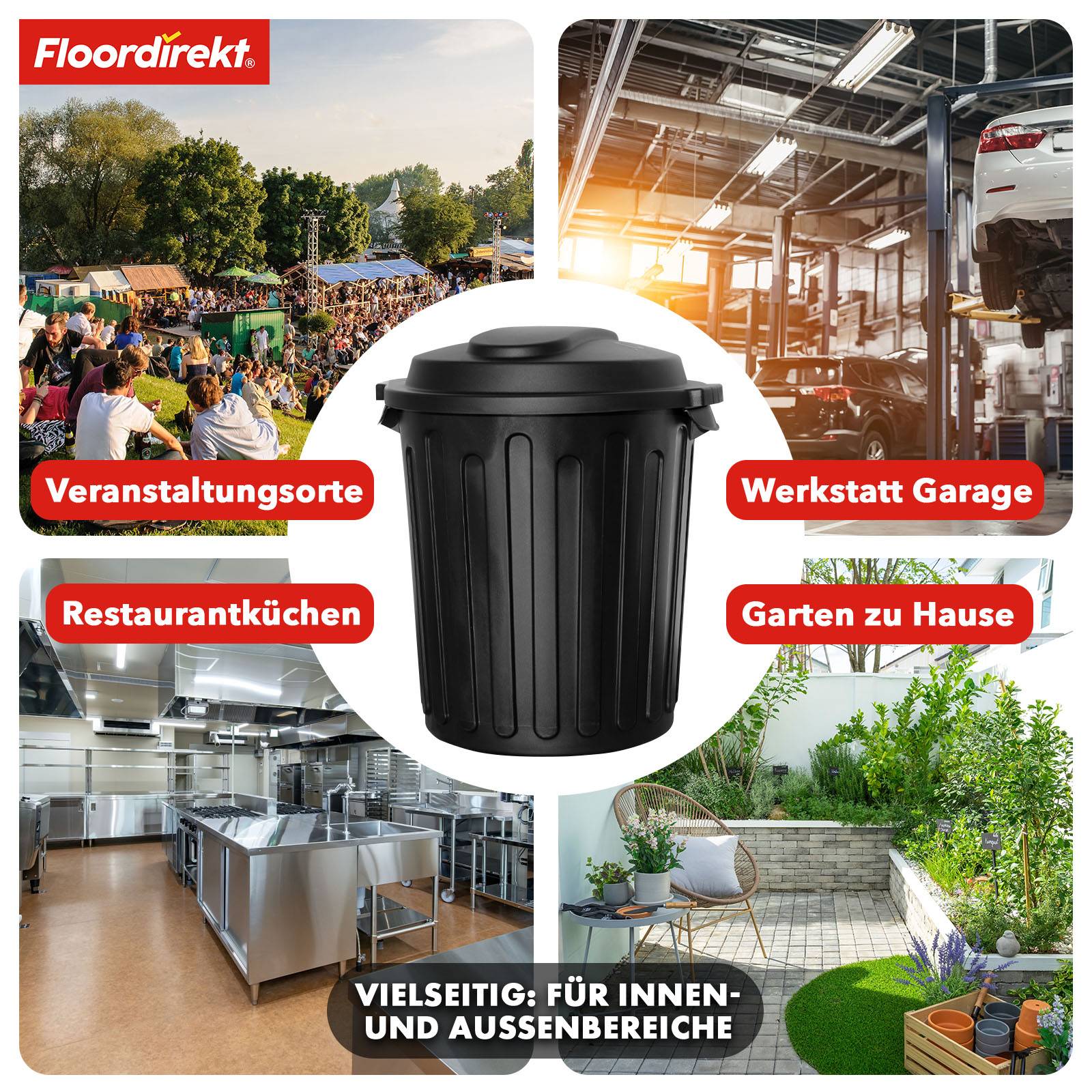 Symbolbild für Floordirekt Mülleimer Robin - 60L Abfalleimer - mit Deckel - Geruchsdicht, Hygienisch & Leicht zu Reinigen